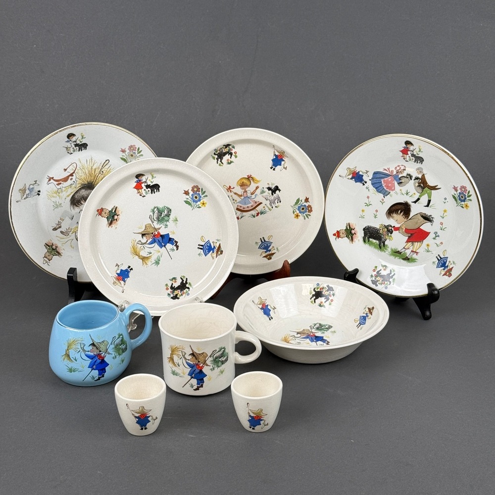 Arklow Pottery Willsgrove Ireland Childrens Dish Mixed Lot Shepherd Boy Vintage